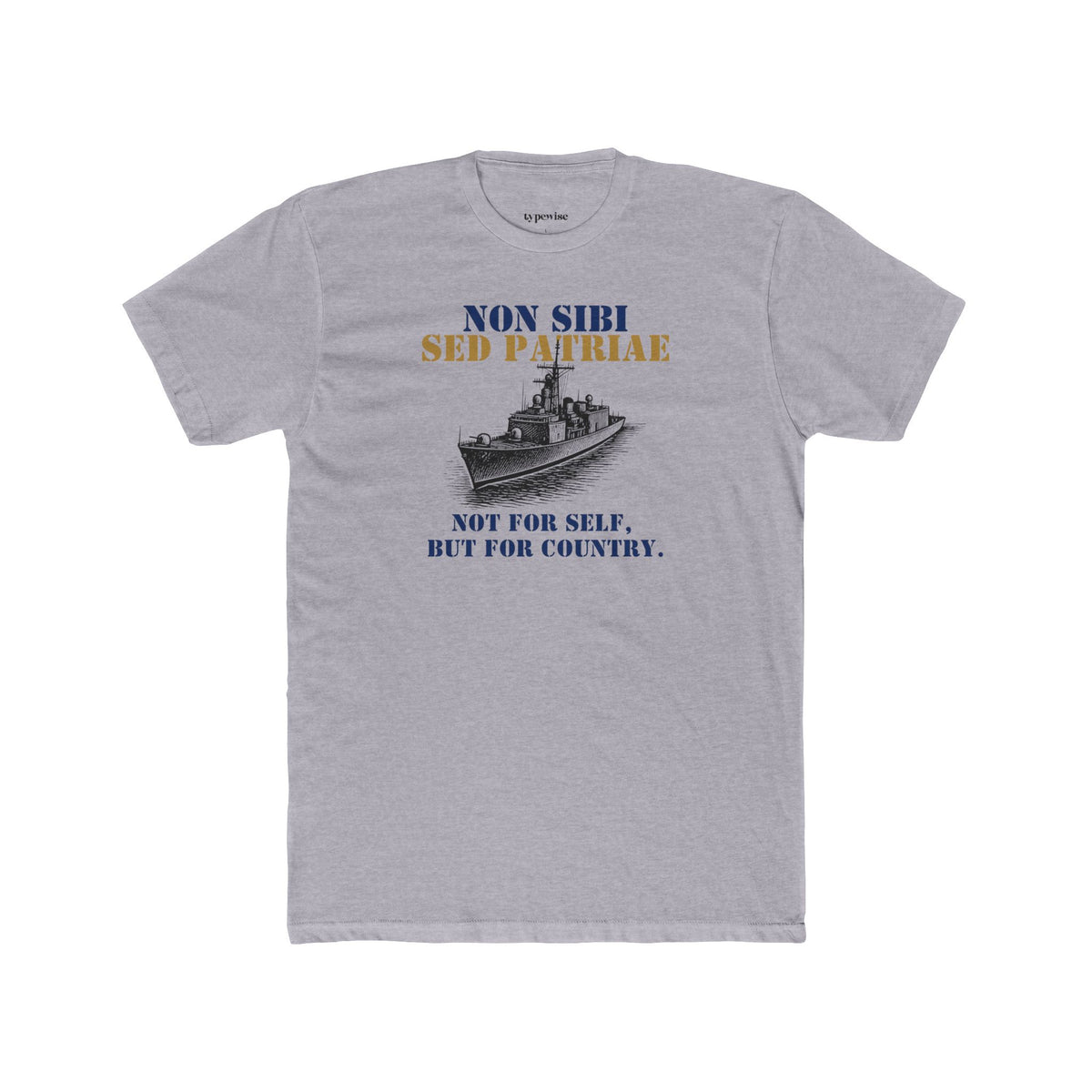 Non Sibi Sed Patriae T‑Shirt - Not For Self, But For Country - Navy Vintage Ship Tee - FFG - Frigate Drawing