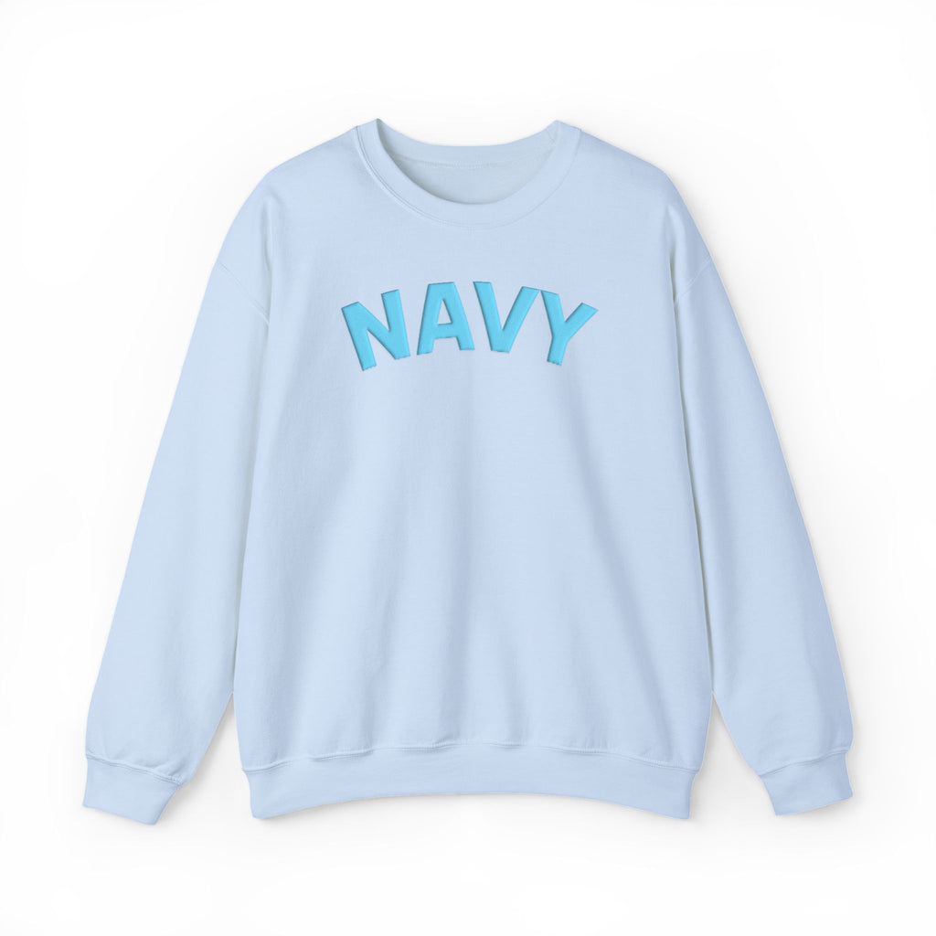 US Navy Monochrome Puff Print Text Crewneck Sweatshirt