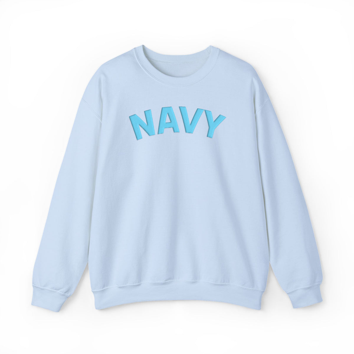 US Navy Monochrome Puff Print Text Crewneck Sweatshirt