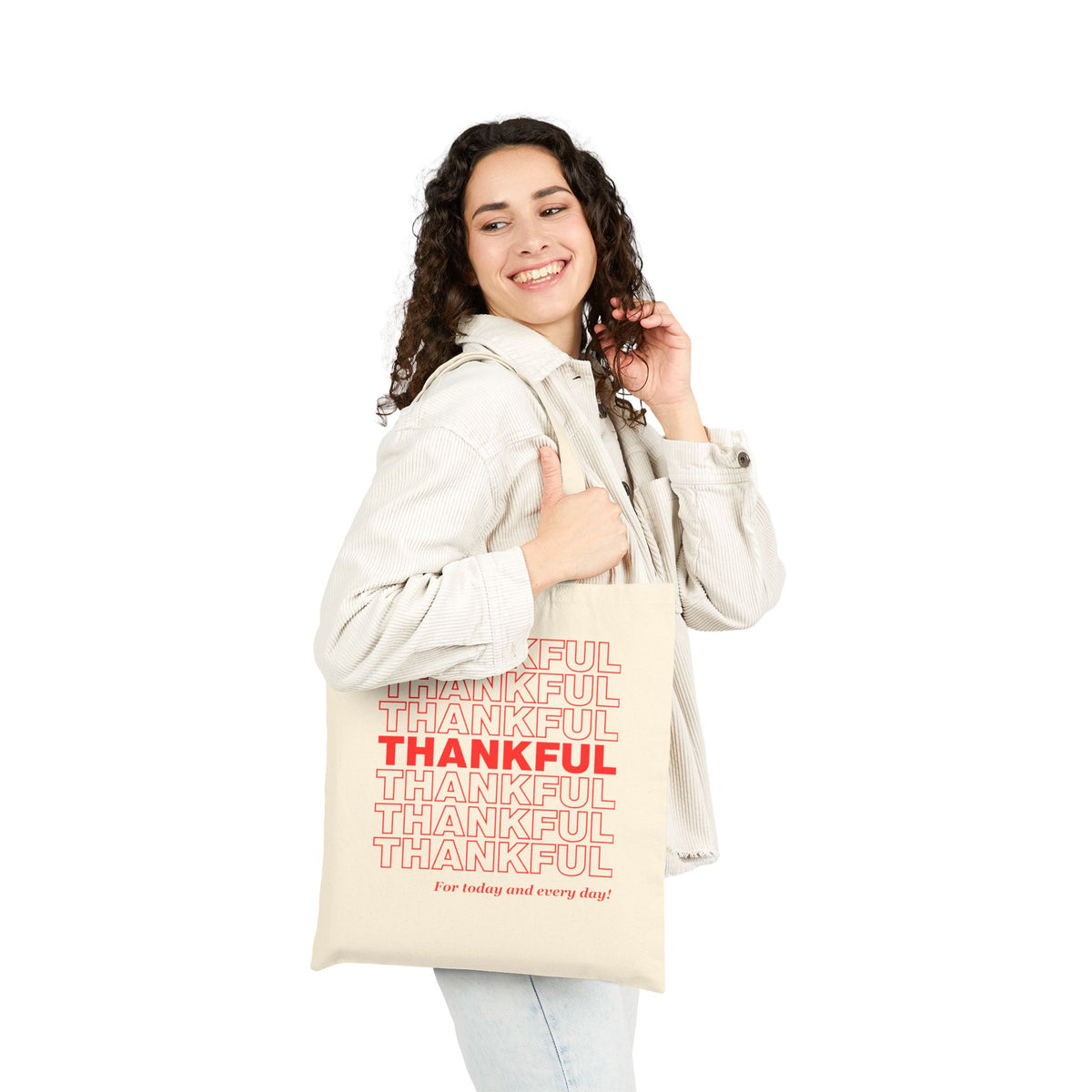 Thankful Canvas Tote Bag – Gratitude Shopping Bag