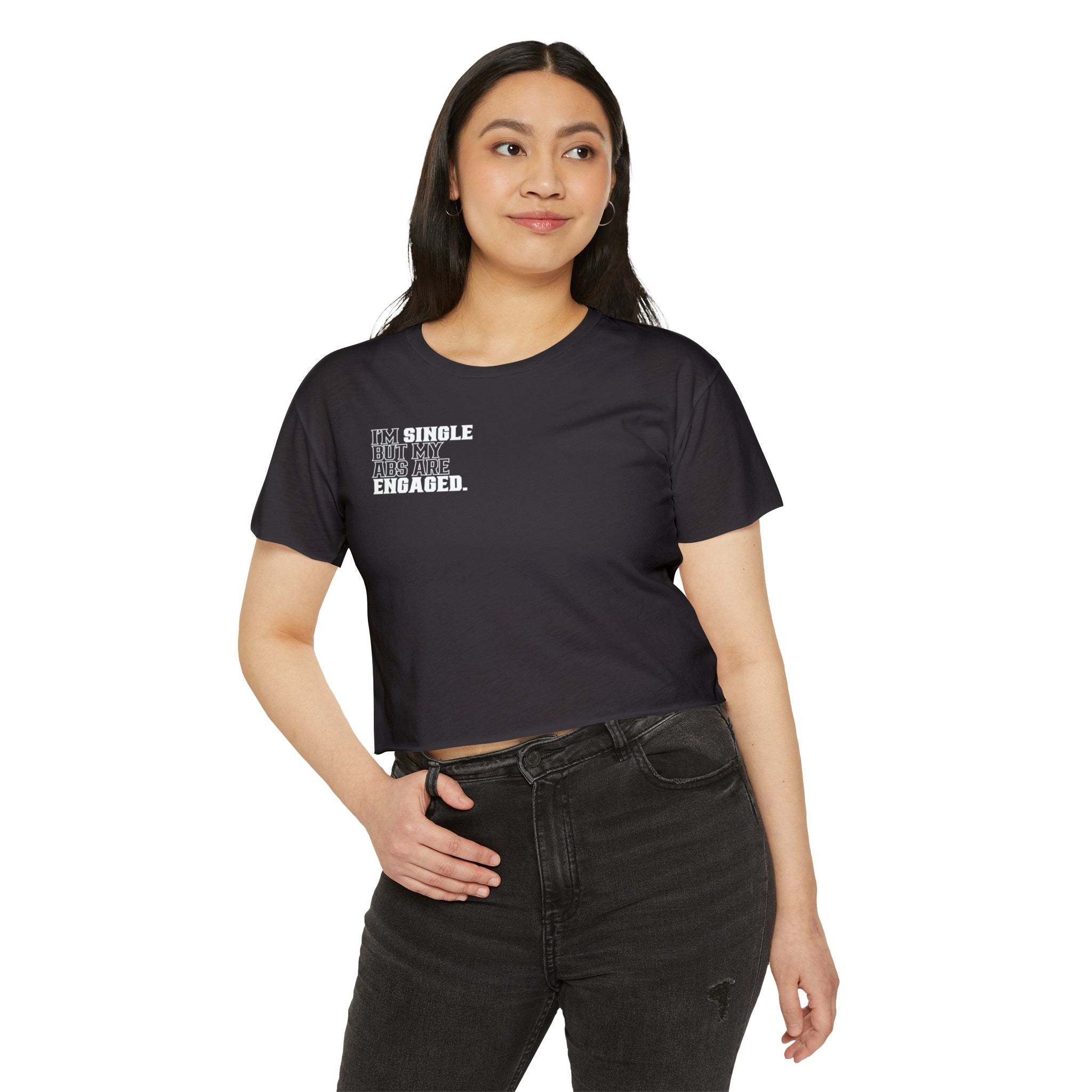 Festival Crop Top — 'I'm Single But My Abs Are Engaged' Graphic