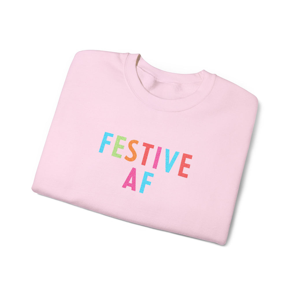 Festive AF Embroidered Holiday Crewneck Sweatshirt