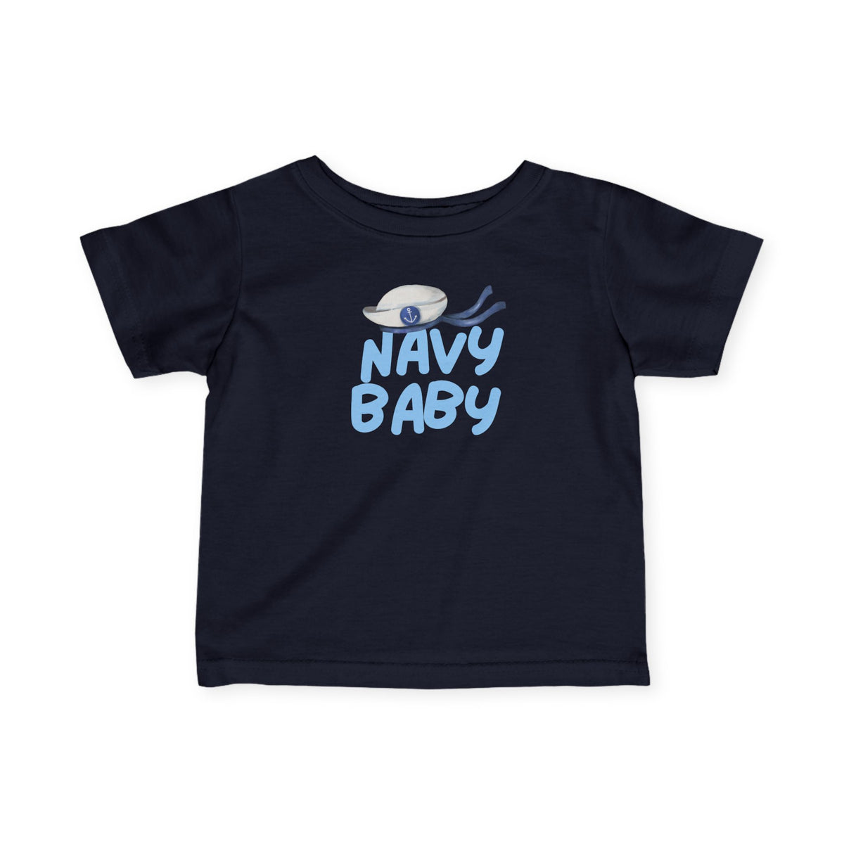 Navy Baby Infant Fine Jersey Tee - Sailor Hat Baby Shirt
