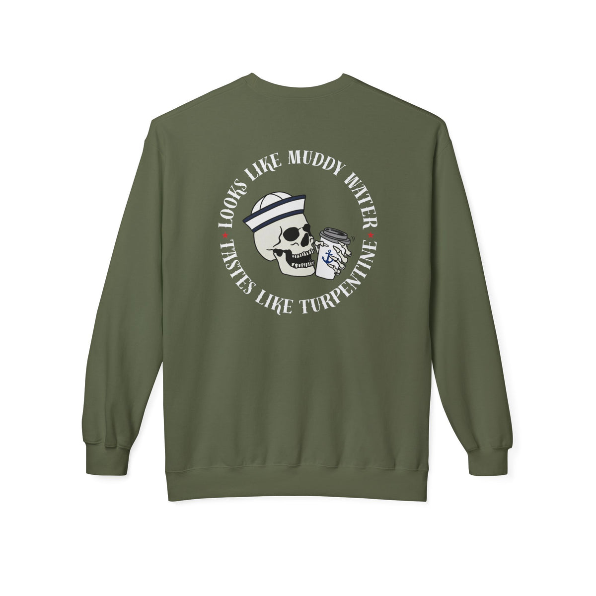 Navy Skull Crewneck Sweatshirt - “Looks Like Muddy Water, Tastes Like Turpentine”