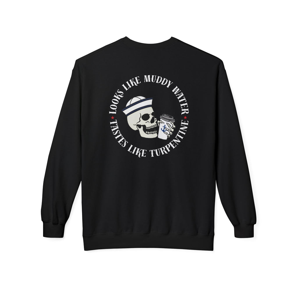 Navy Skull Crewneck Sweatshirt - “Looks Like Muddy Water, Tastes Like Turpentine”