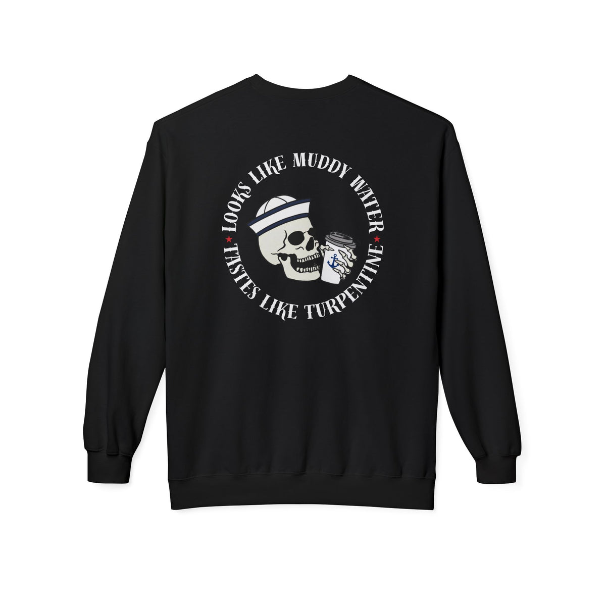 Navy Skull Crewneck Sweatshirt - “Looks Like Muddy Water, Tastes Like Turpentine”