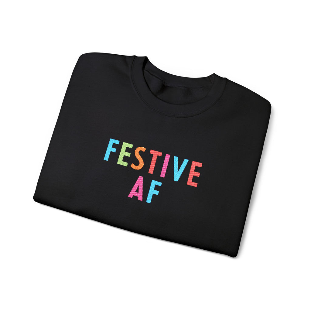 Festive AF Embroidered Holiday Crewneck Sweatshirt