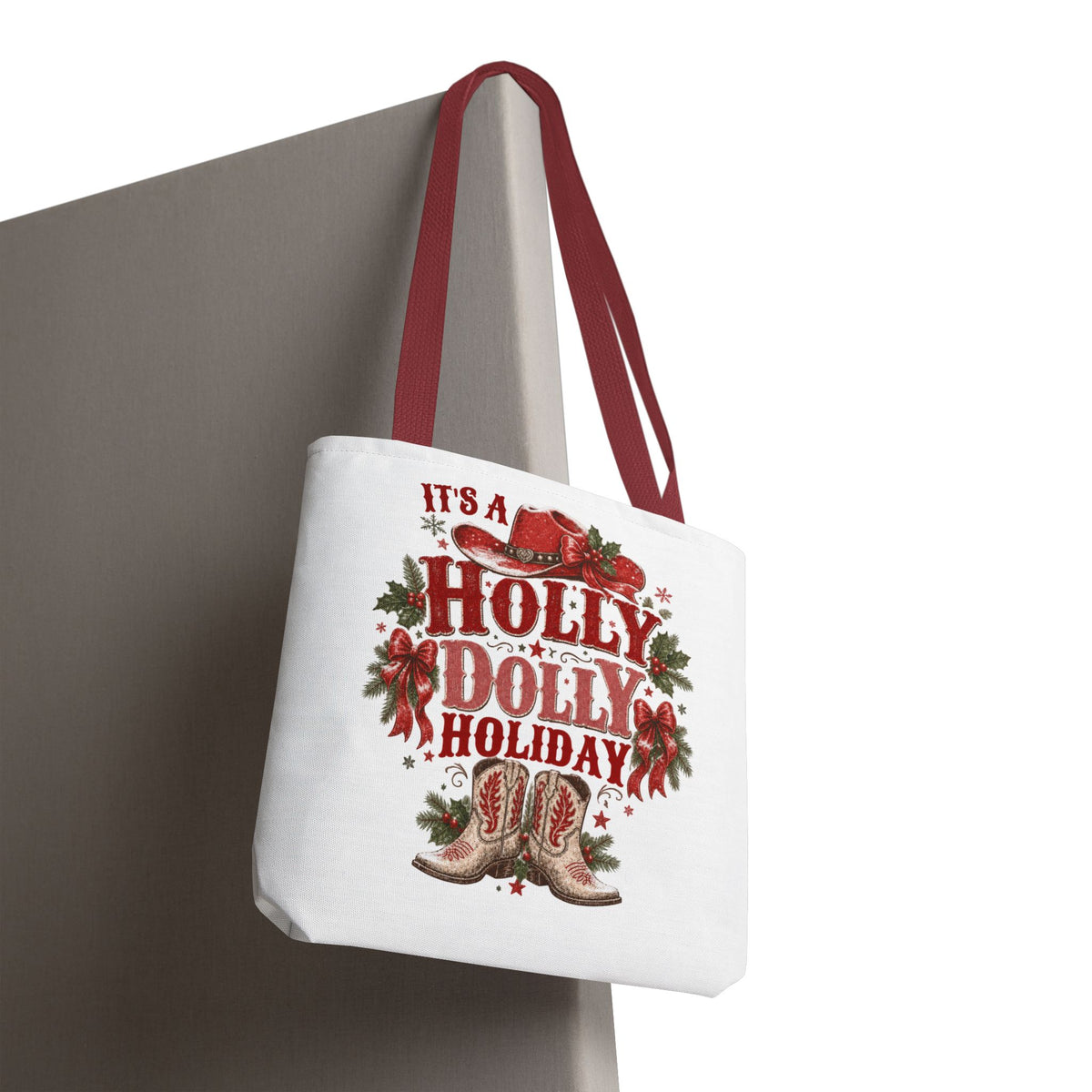 Holly Dolly Christmas Western Tote Bag