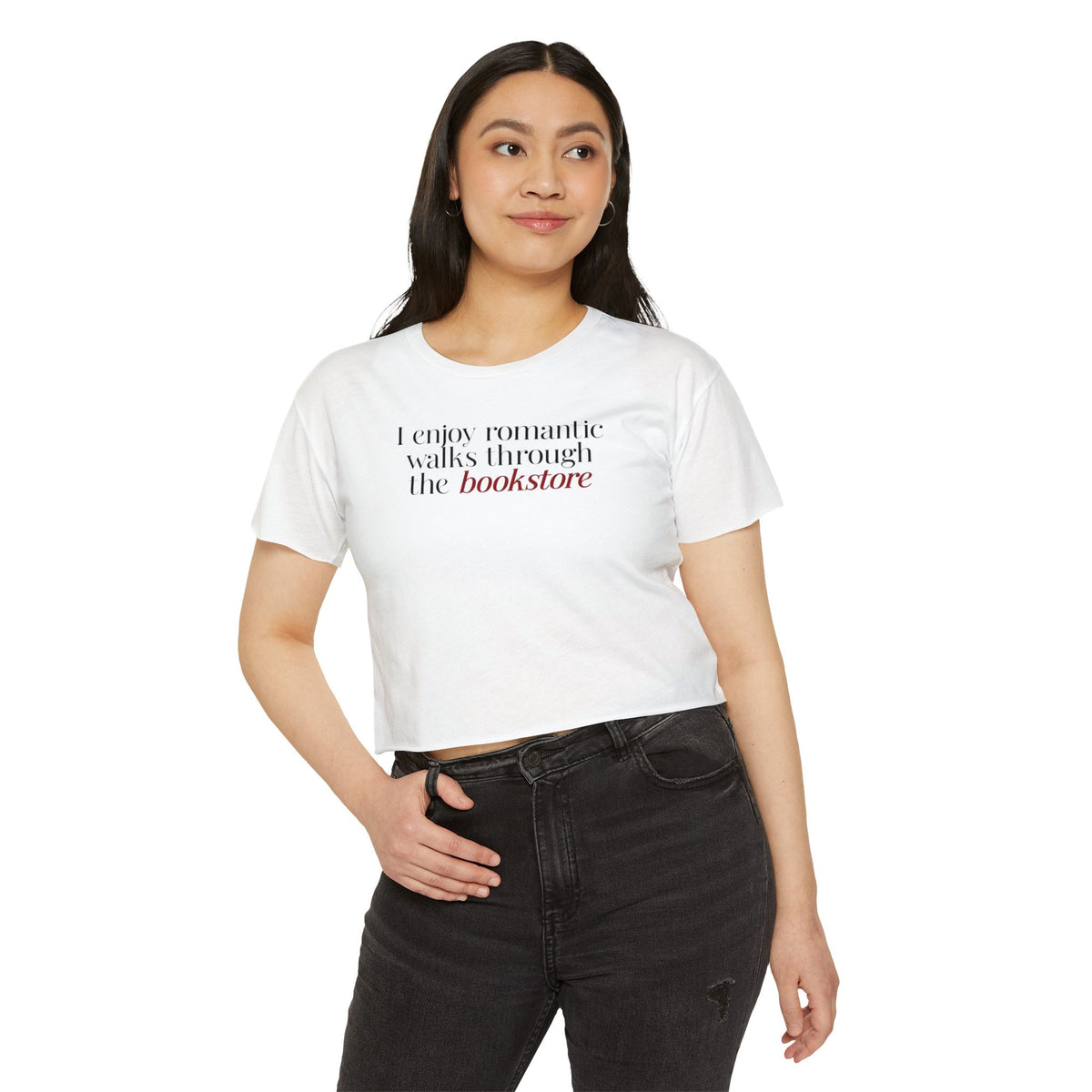 Bookstore Lover Crop Top — "I enjoy romantic walks through the bookstore"