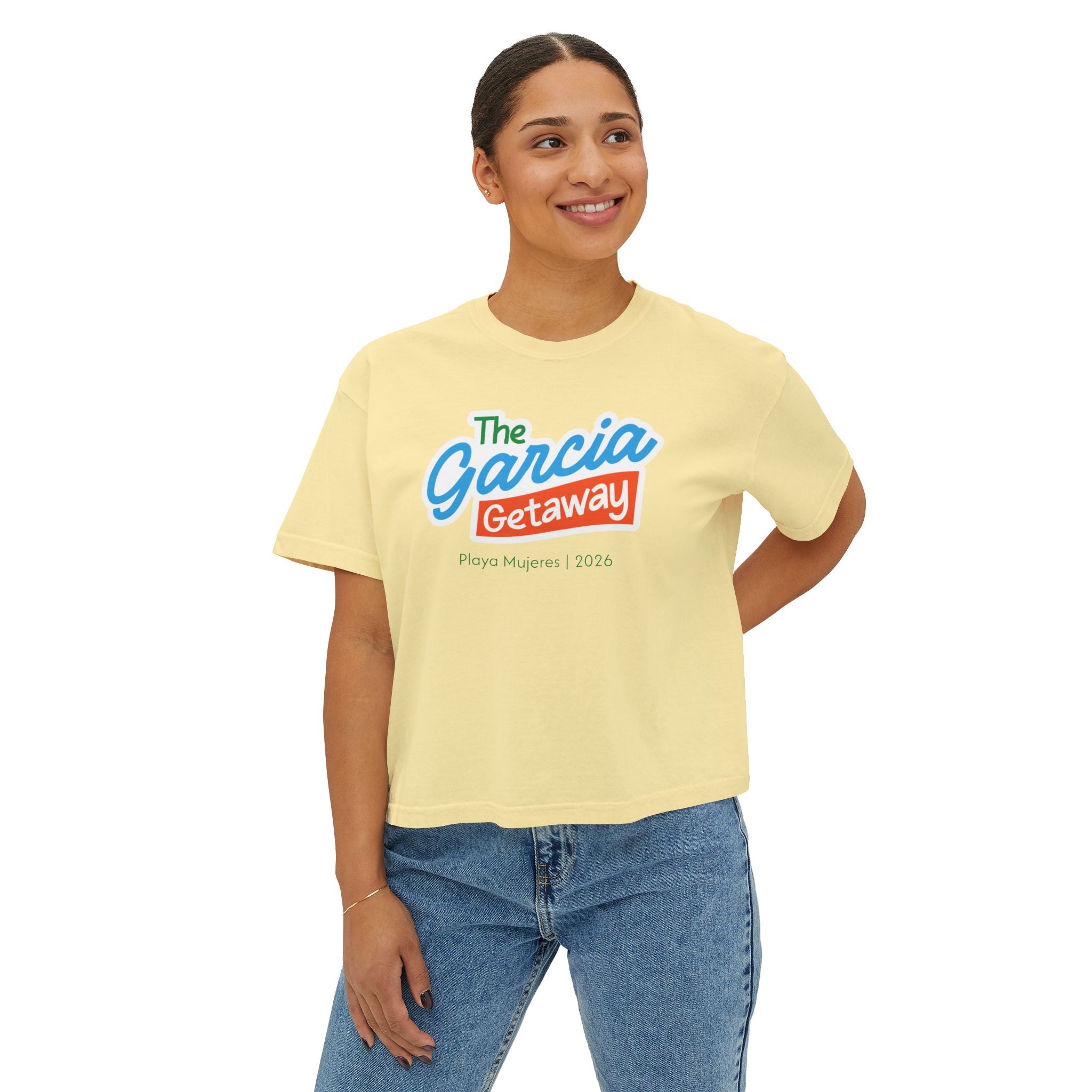 The Garcia Getaway Women's Boxy Tee — Playa Mujeres 2026 Vacation Shirt