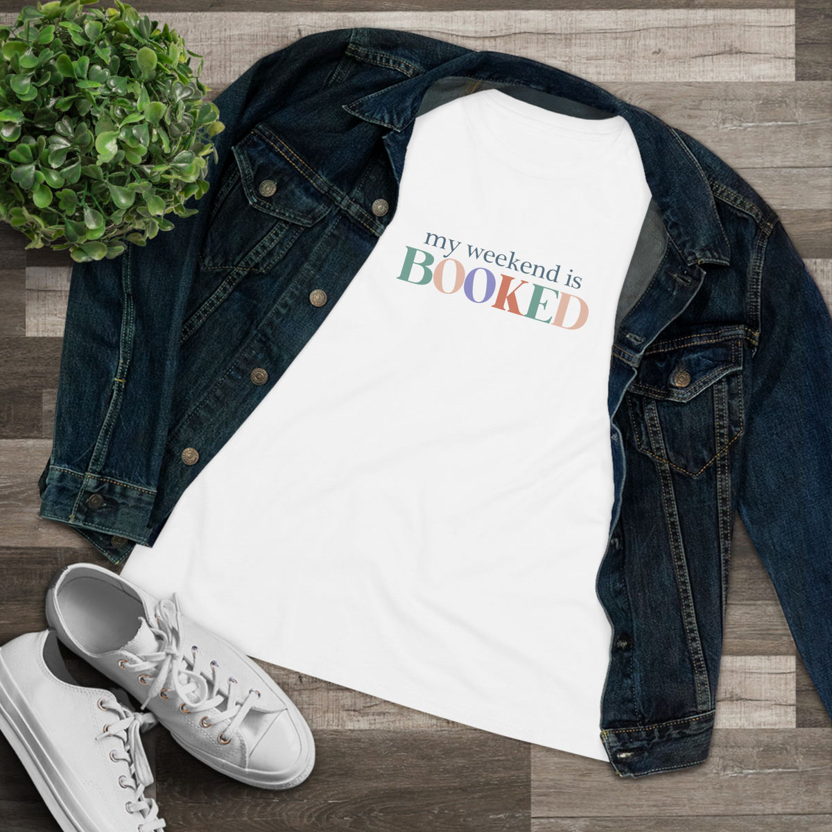 Women's Tee - My Weekend Is BOOKED Pastel Book Lover Shirt