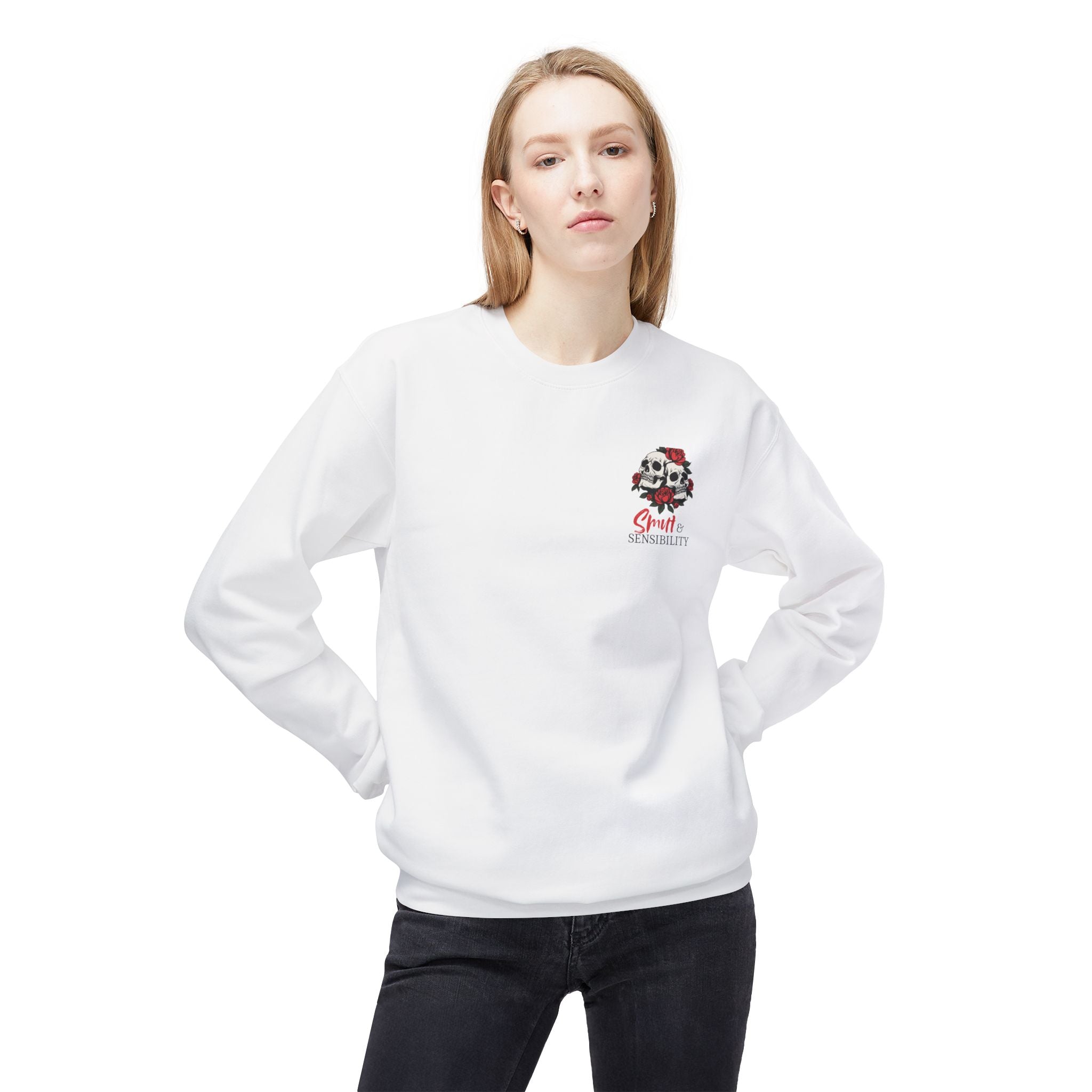 Smut and Sensibility Sweatshirt - Give Me Sarcasm & Morally Gray Heroes - Skull & Rose Crewneck Gift for Book Lovers