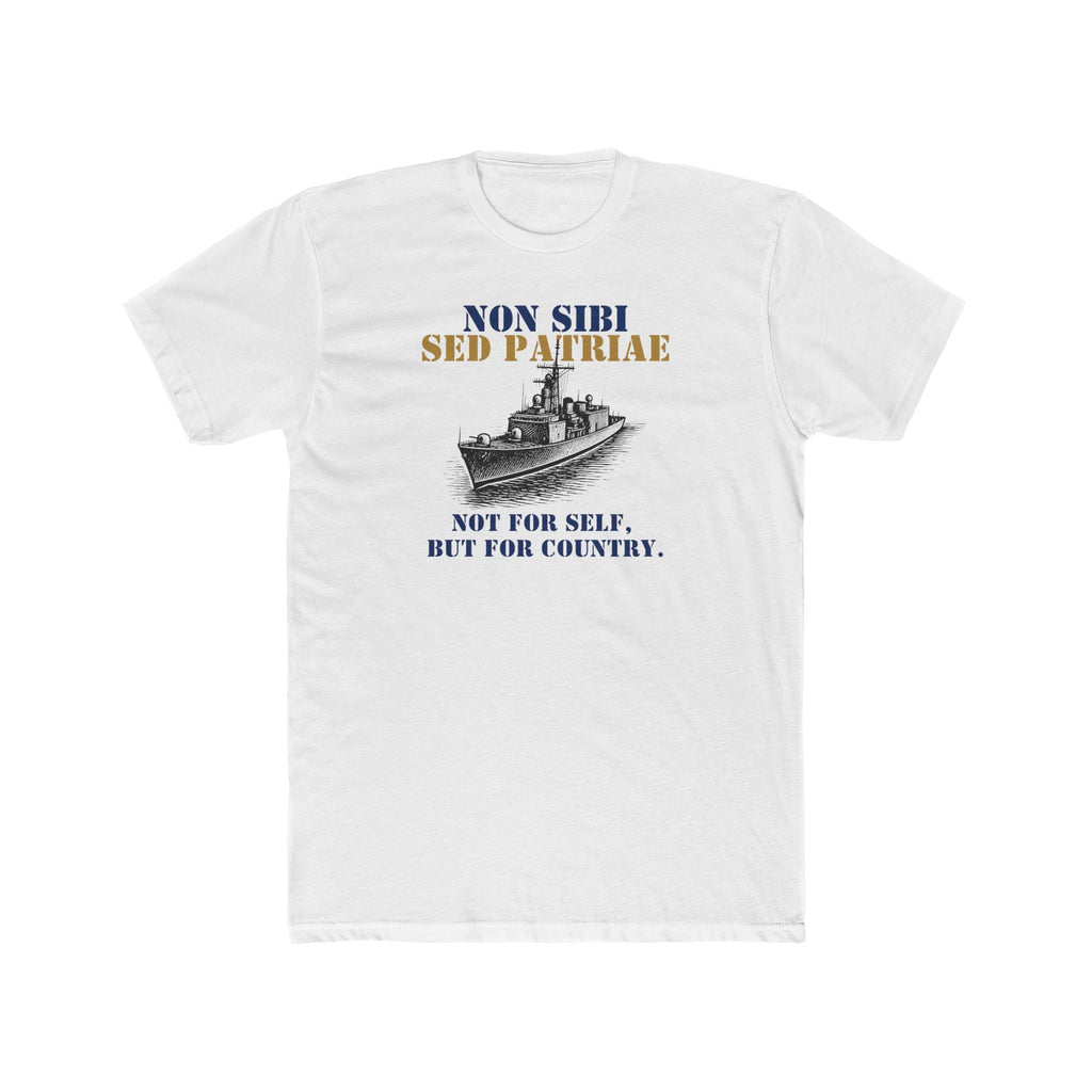 Non Sibi Sed Patriae T‑Shirt - Not For Self, But For Country - Navy Vintage Ship Tee - FFG - Frigate Drawing