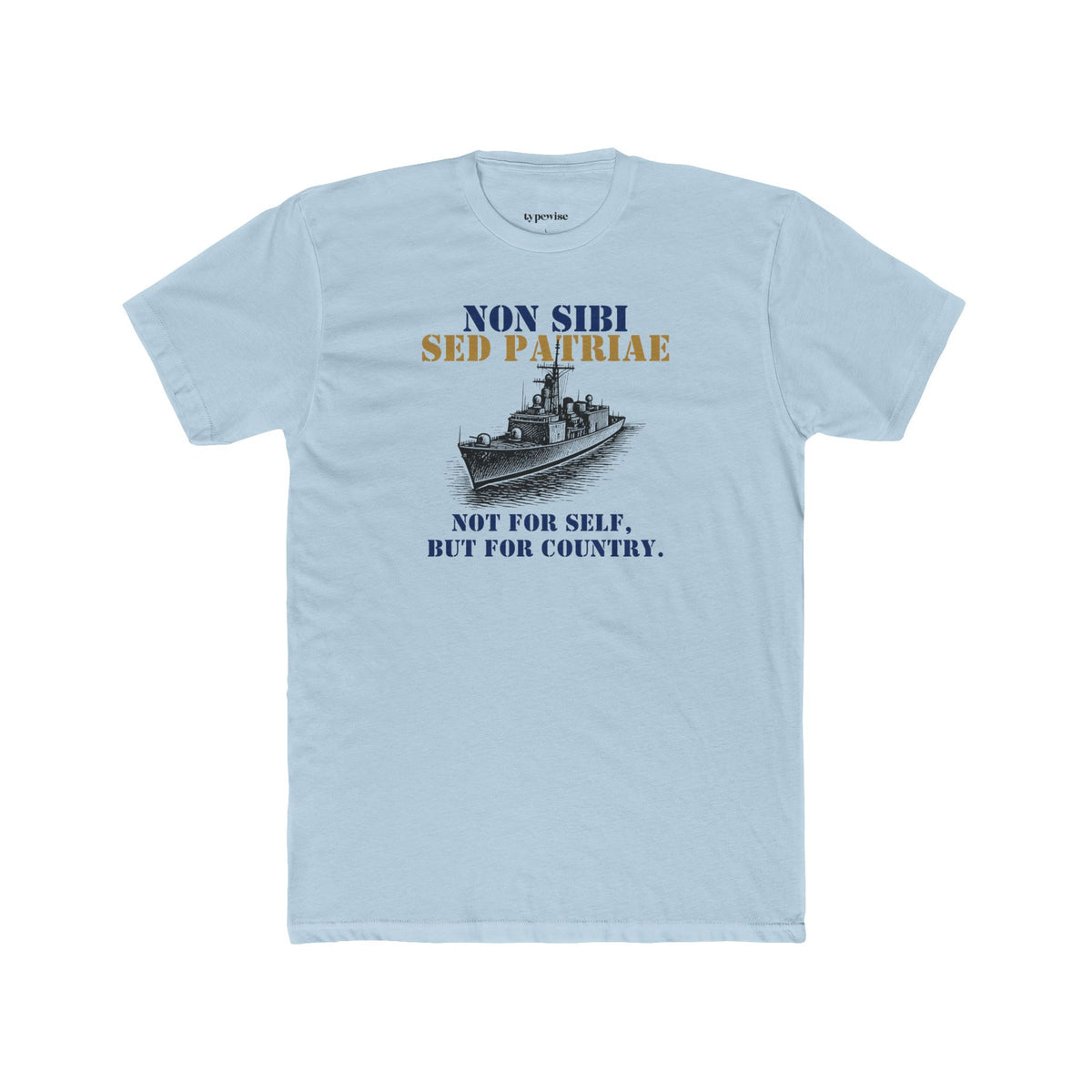 Non Sibi Sed Patriae T‑Shirt - Not For Self, But For Country - Navy Vintage Ship Tee - FFG - Frigate Drawing
