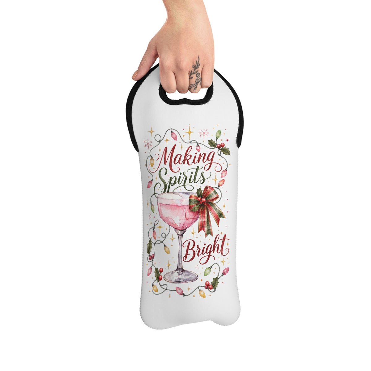 Making Spirits Bright - Christmas Wine Tote Bag