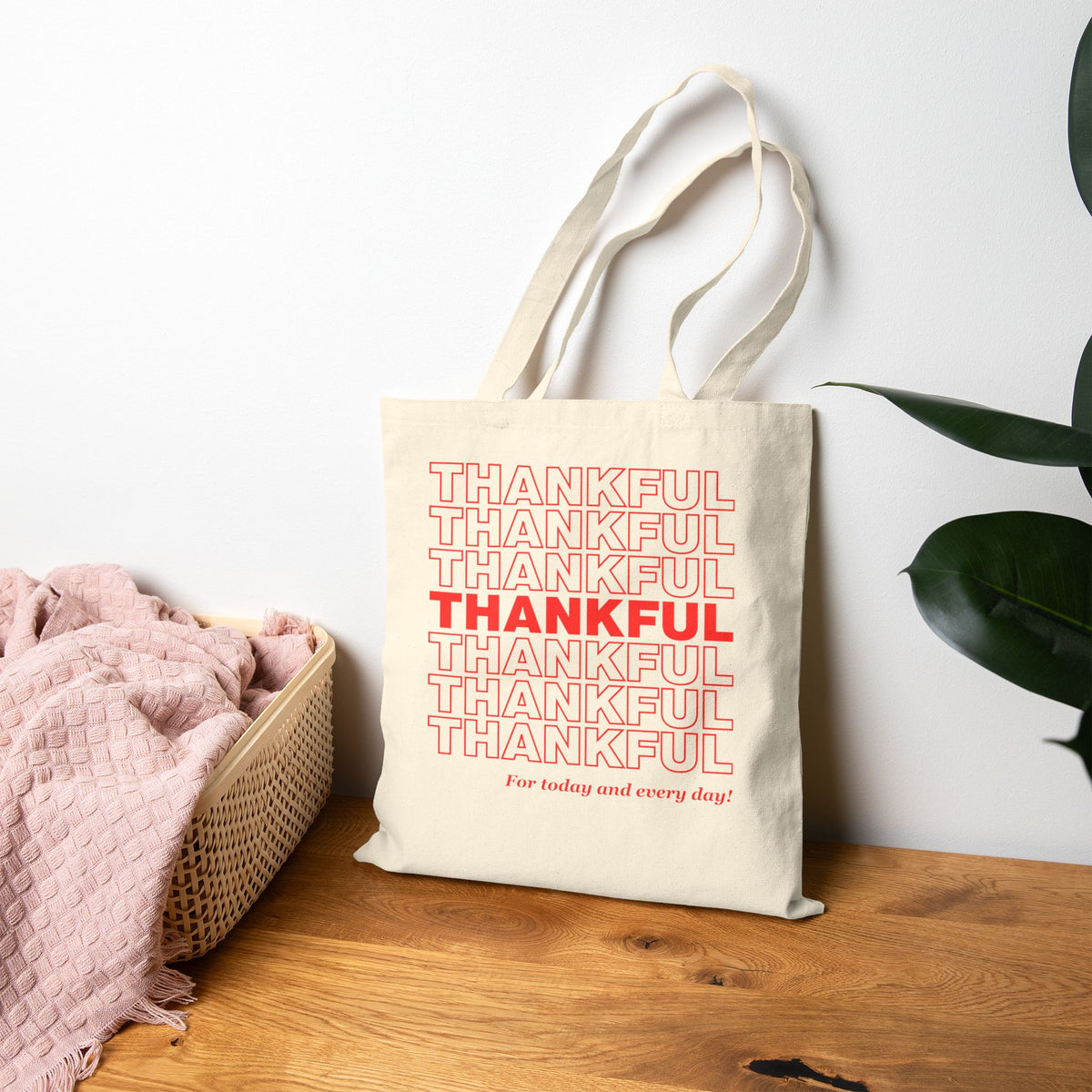 Thankful Canvas Tote Bag – Gratitude Shopping Bag