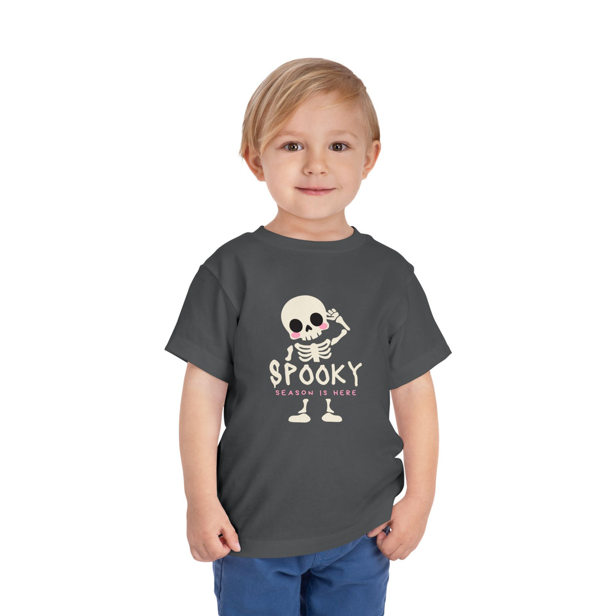 Spooky Season Is Here Toddler Tee — Cute Skeleton Halloween Shirt