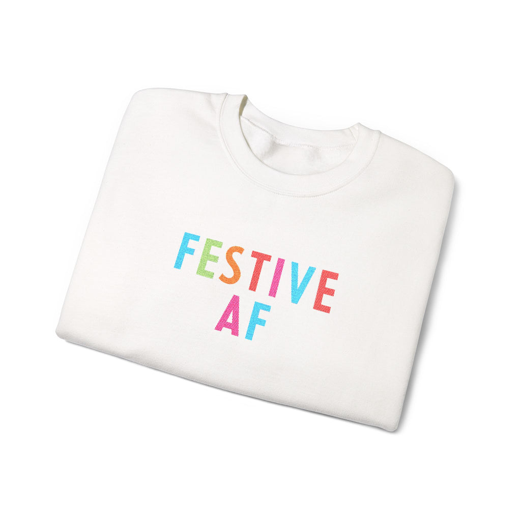 Festive AF Embroidered Holiday Crewneck Sweatshirt