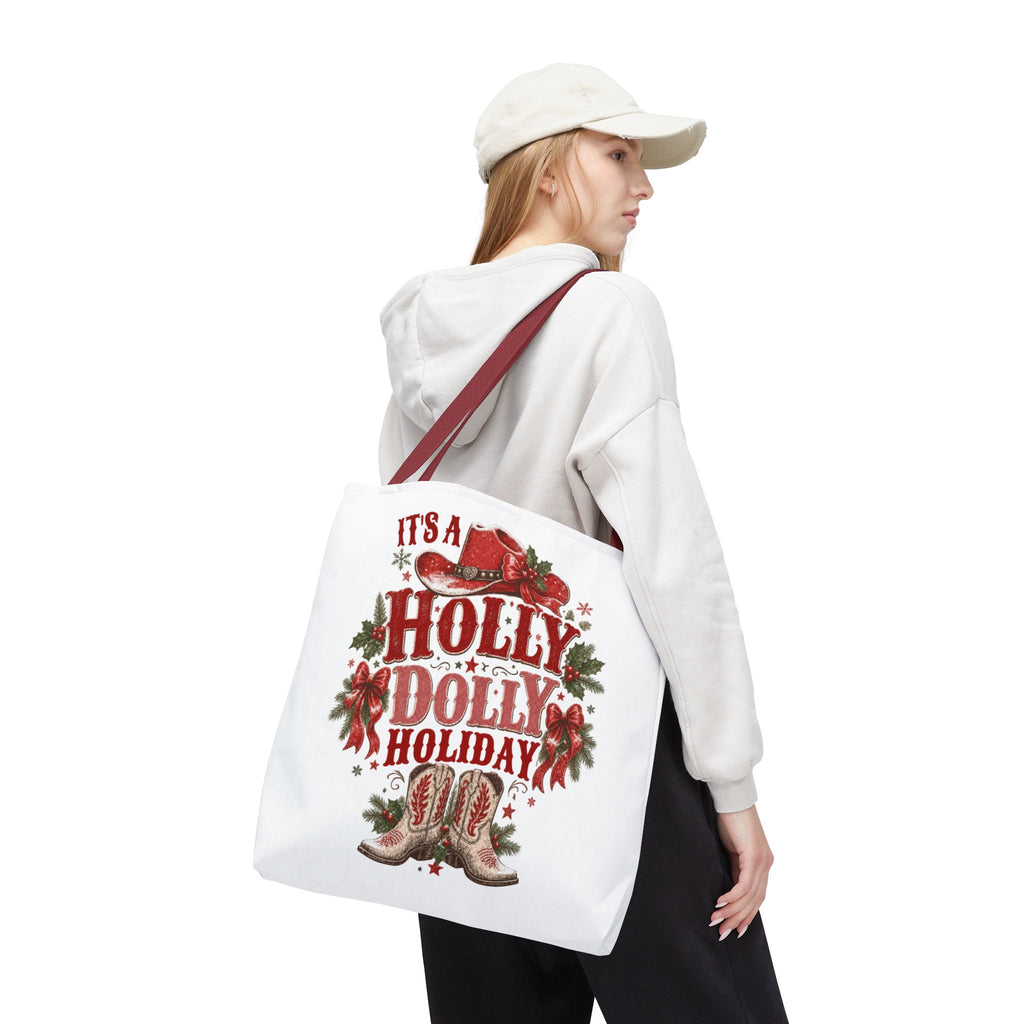 Holly Dolly Christmas Western Tote Bag