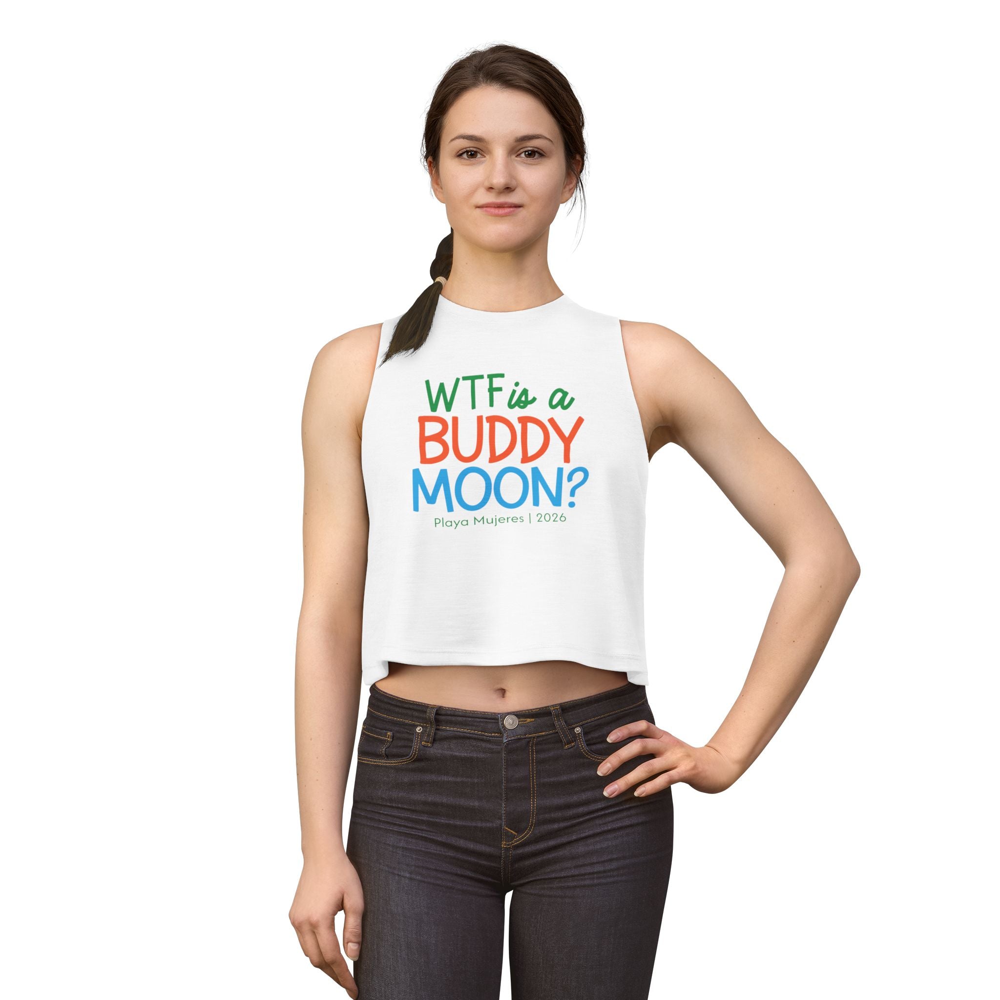 WTF Is a Buddy Moon? Women's Cropped Tank Top
