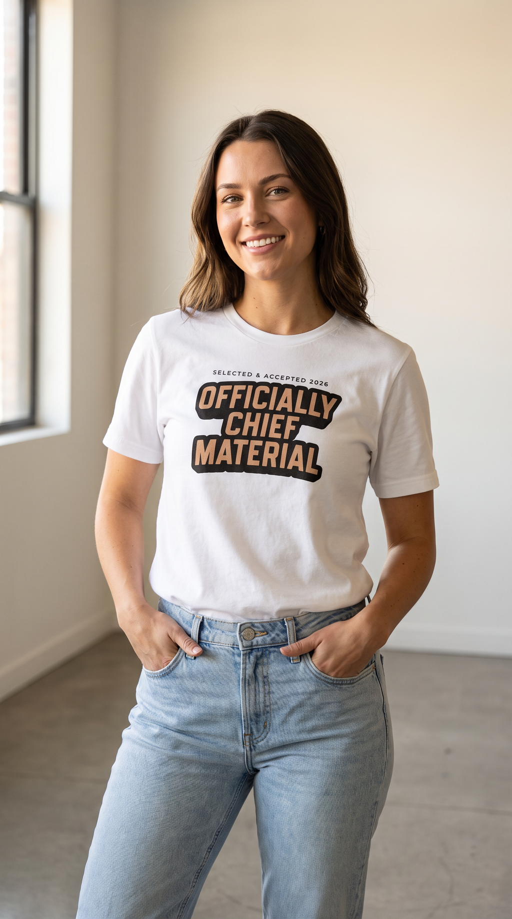 Officially Chief Material T‑Shirt - Statement Tee - Navy Chief Season 2026