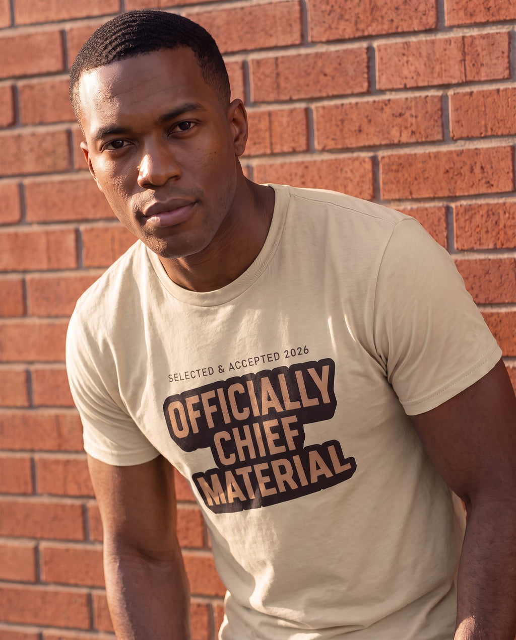 Officially Chief Material T‑Shirt - Statement Tee - Navy Chief Season 2026