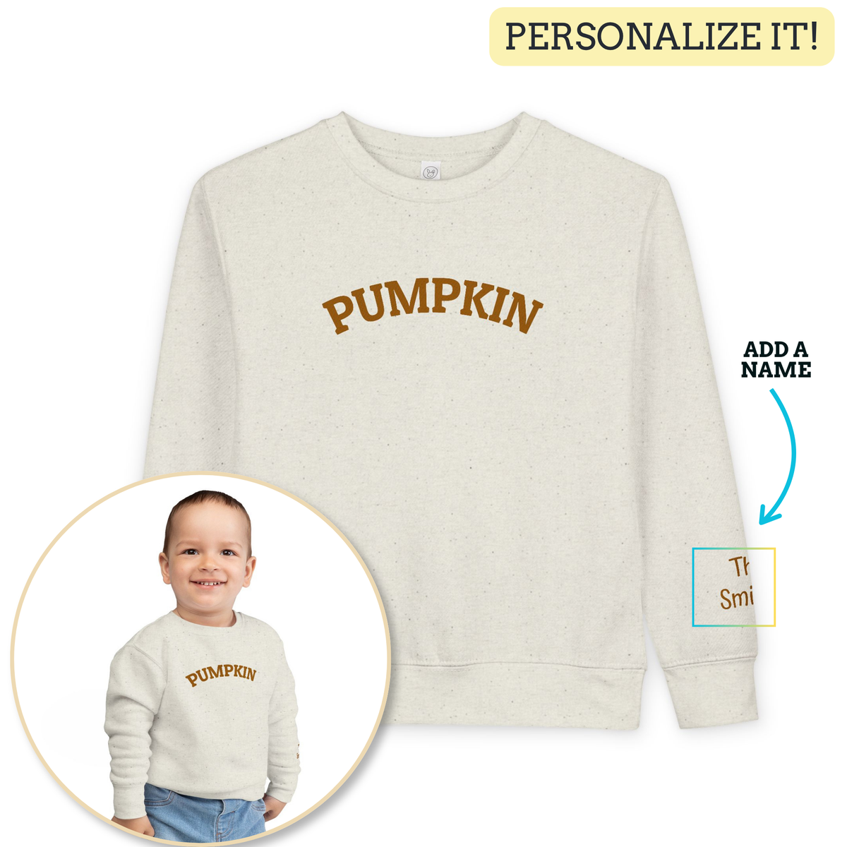 Pumpkin Toddler Sweatshirt – Cute Fall Pullover with Personalization