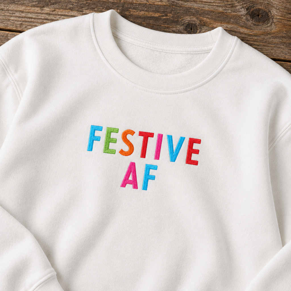 Festive AF Embroidered Holiday Crewneck Sweatshirt