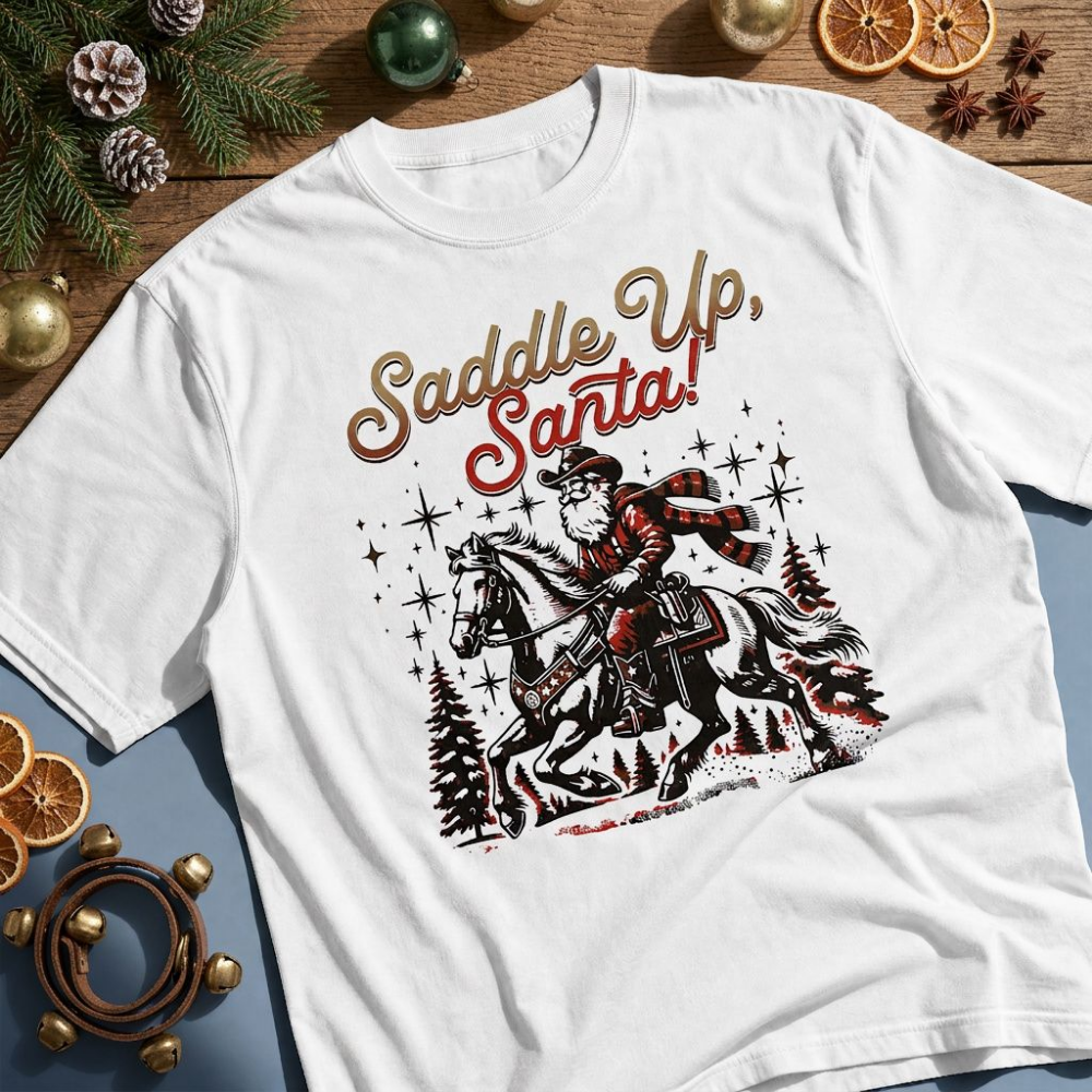Saddle Up Santa Christmas Cowboy T-Shirt