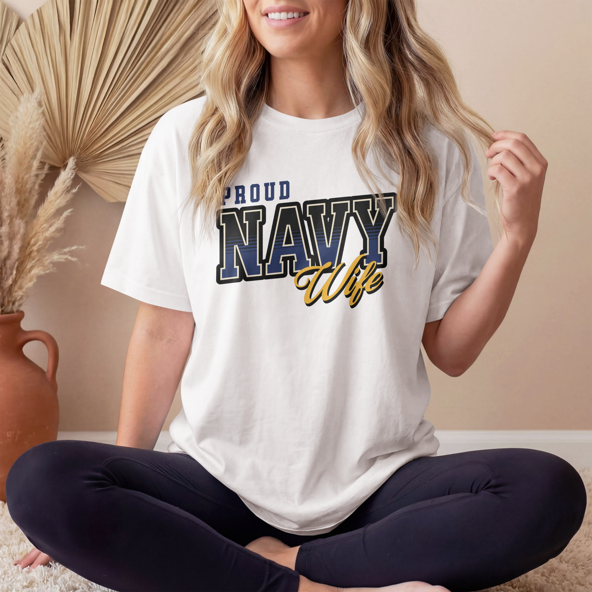 Proud Navy Wife Graphic T-Shirt