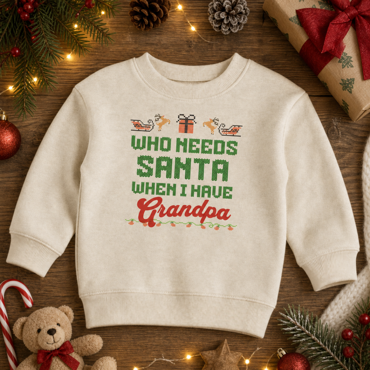 Who Needs Santa When I Have Grandpa Toddler Christmas Sweatshirt