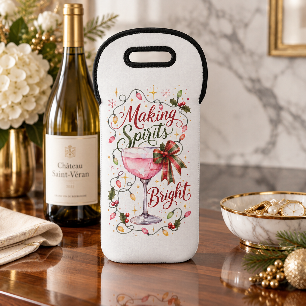Making Spirits Bright - Christmas Wine Tote Bag