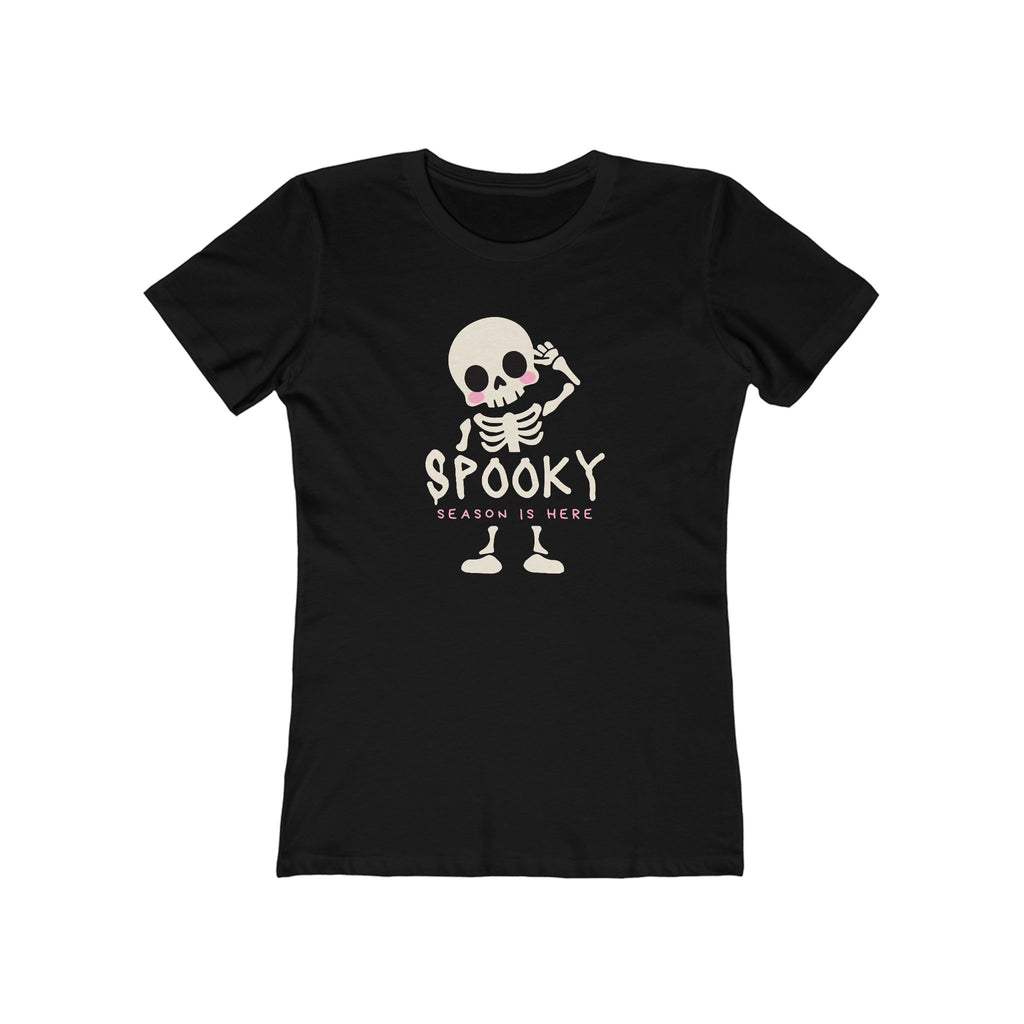 Spooky Season Is Here Women's Boyfriend Tee – Cute Skeleton Halloween T-Shirt