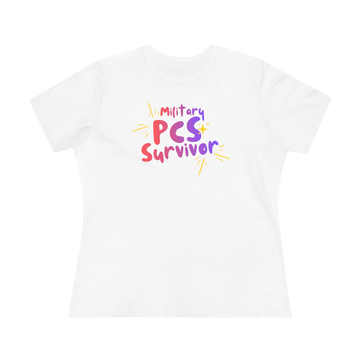 PCS Survivor Women's T‑Shirt — Colorful Military PCS Relocation Shirt