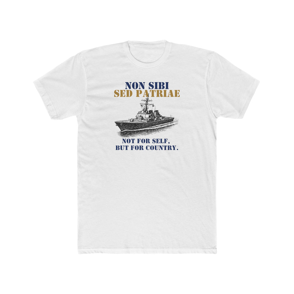Non Sibi Sed Patriae T‑Shirt - Not For Self, But For Country - Navy Vintage Ship Tee - DDG - Destroyer Drawing