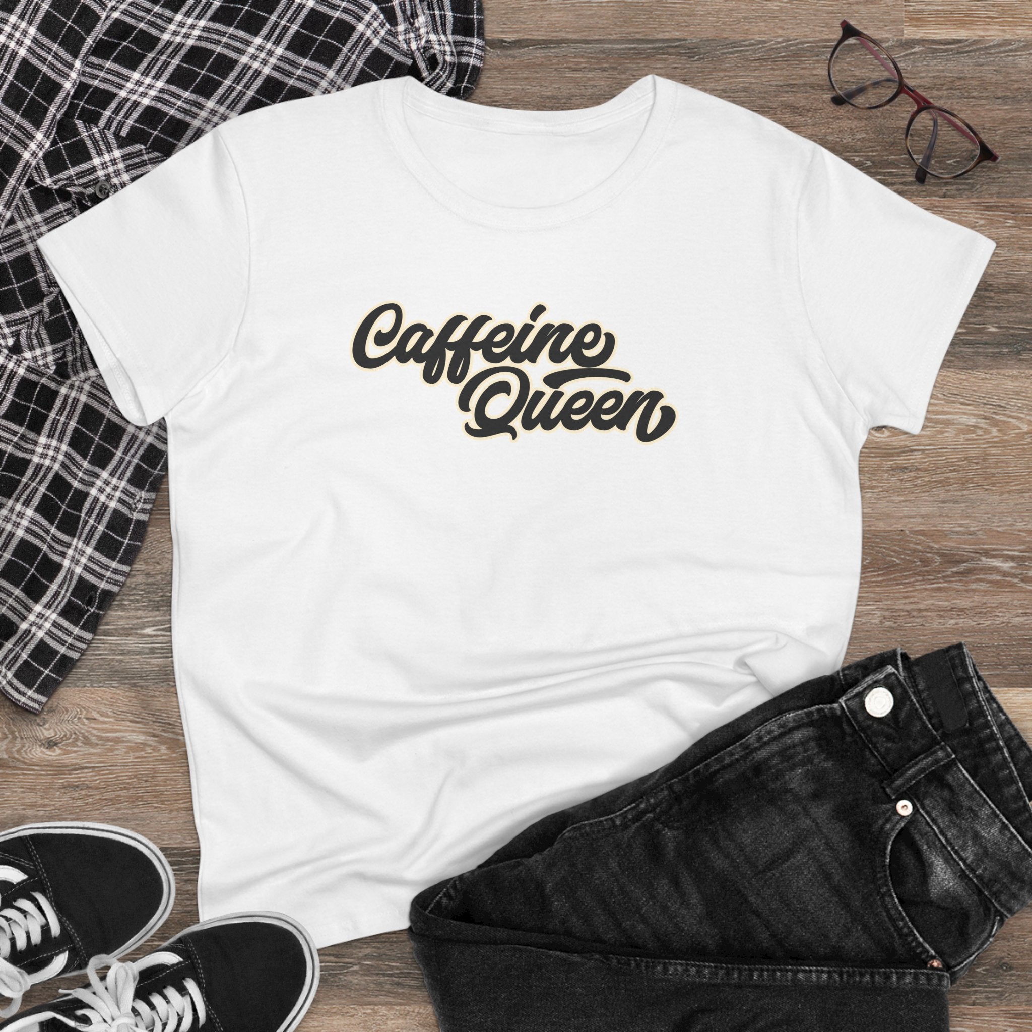 Caffeine Queen Tee — Women's Coffee Lover Graphic T-Shirt