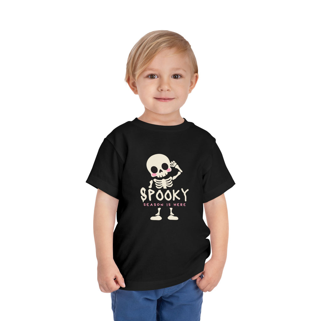 Spooky Season Is Here Toddler Tee — Cute Skeleton Halloween Shirt