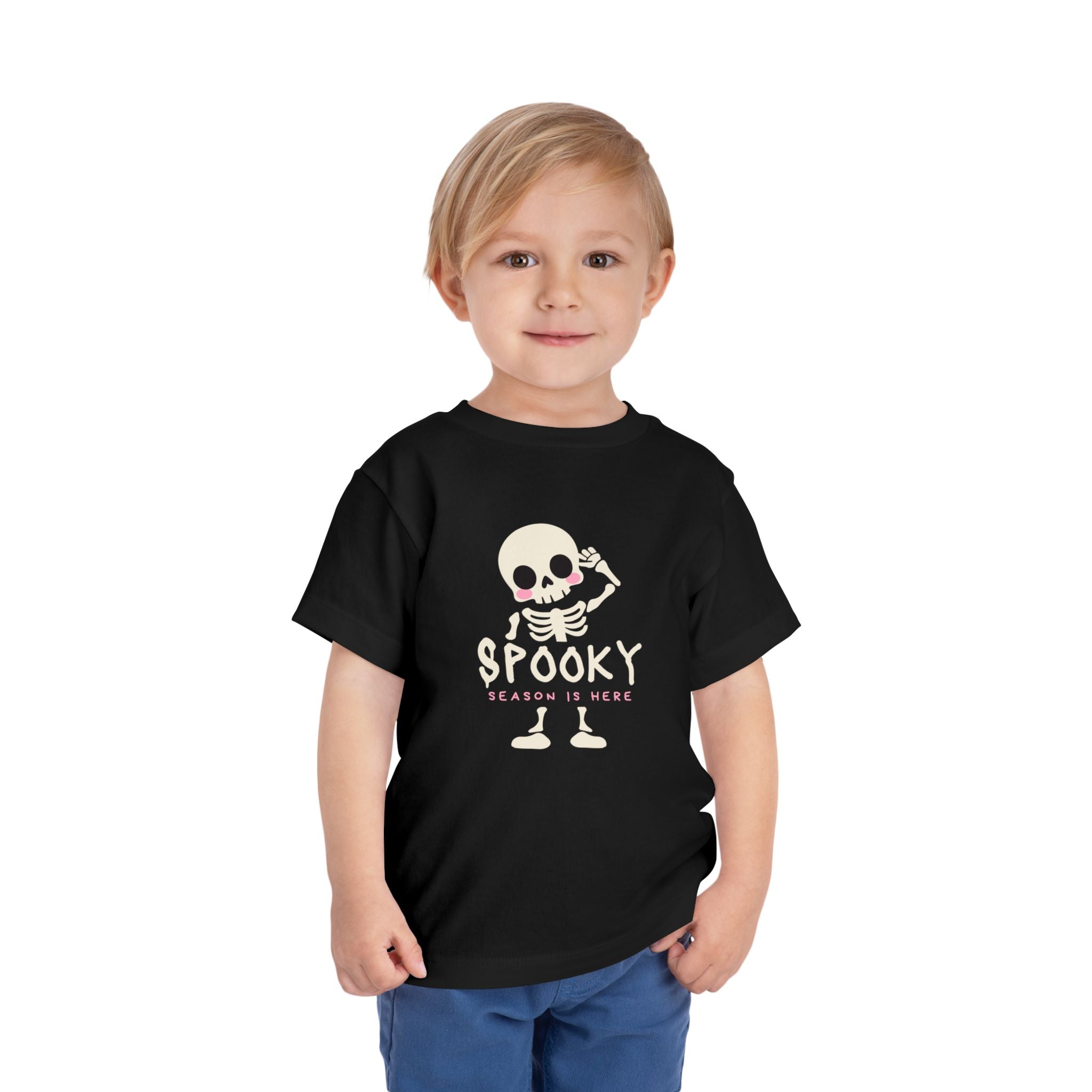 Spooky Season Is Here Toddler Tee — Cute Skeleton Halloween Shirt