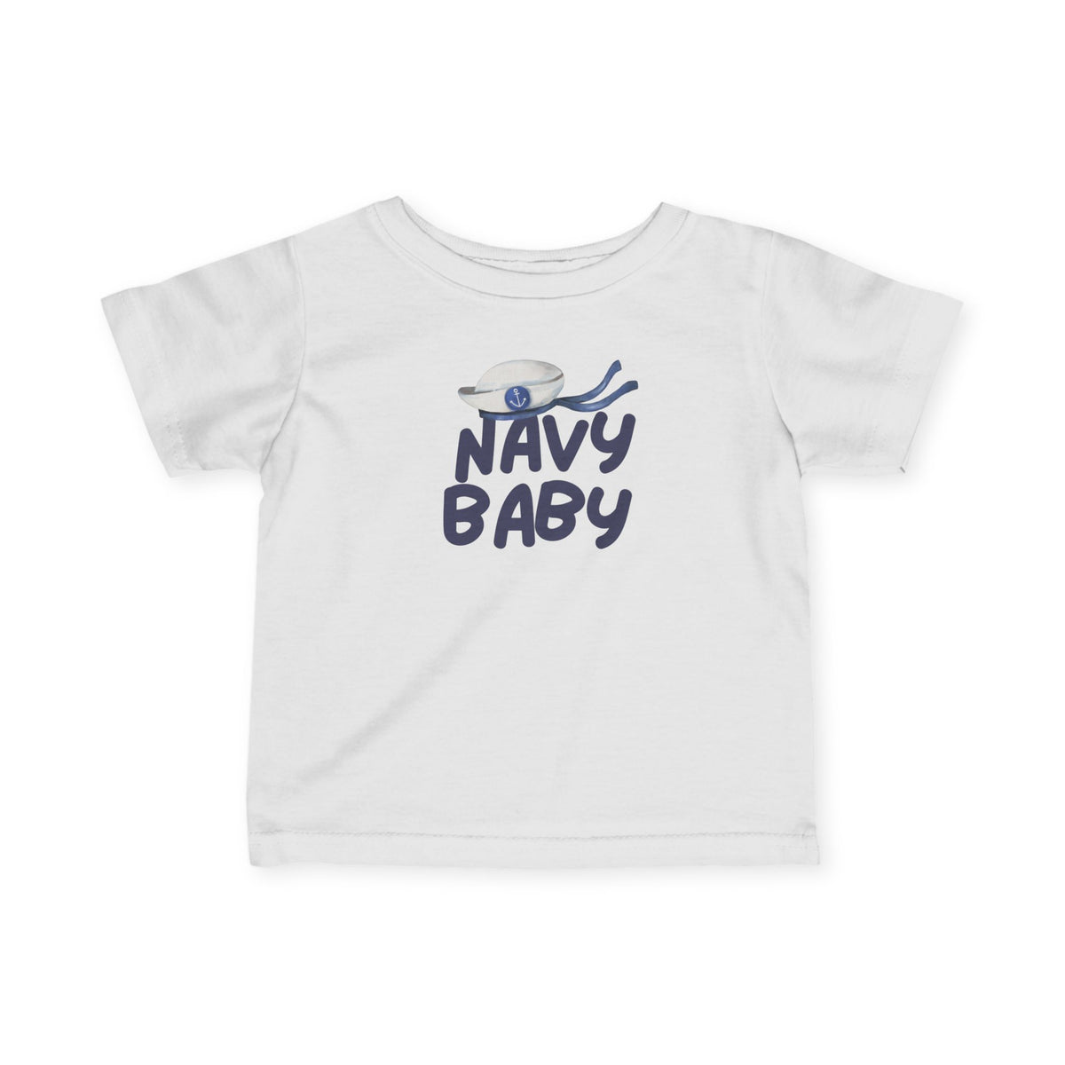 Navy Baby Infant Fine Jersey Tee - Sailor Hat Baby Shirt