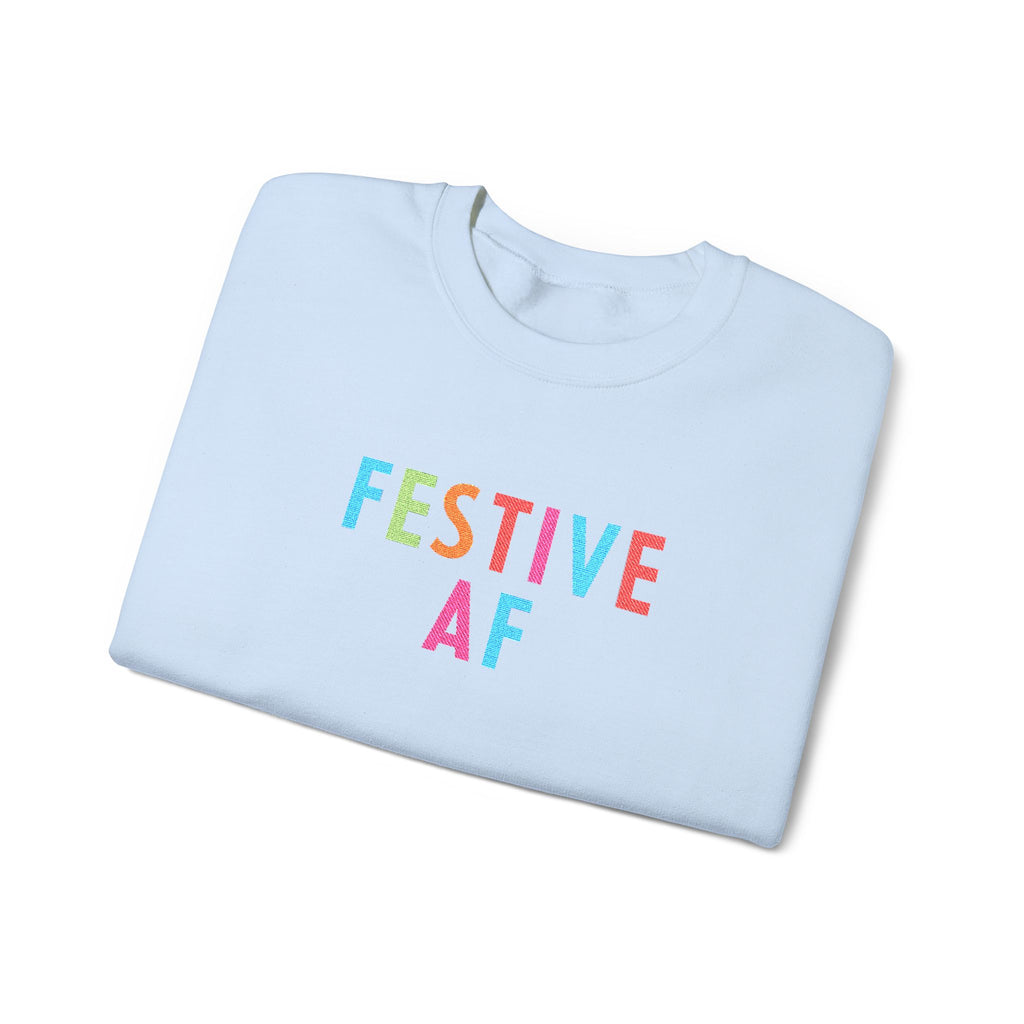 Festive AF Embroidered Holiday Crewneck Sweatshirt