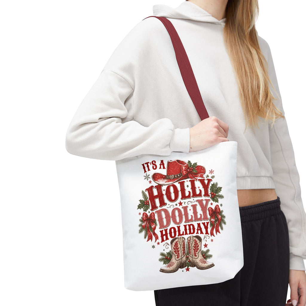 Holly Dolly Christmas Western Tote Bag