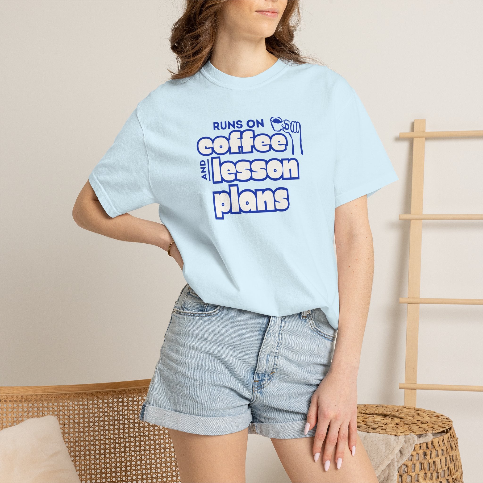 Runs On Coffee and Lesson Plans T-Shirt | Teacher Graphic Tee