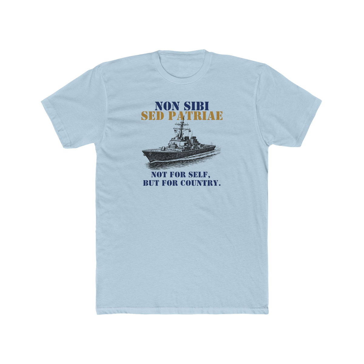 Non Sibi Sed Patriae T‑Shirt - Not For Self, But For Country - Navy Vintage Ship Tee - DDG - Destroyer Drawing