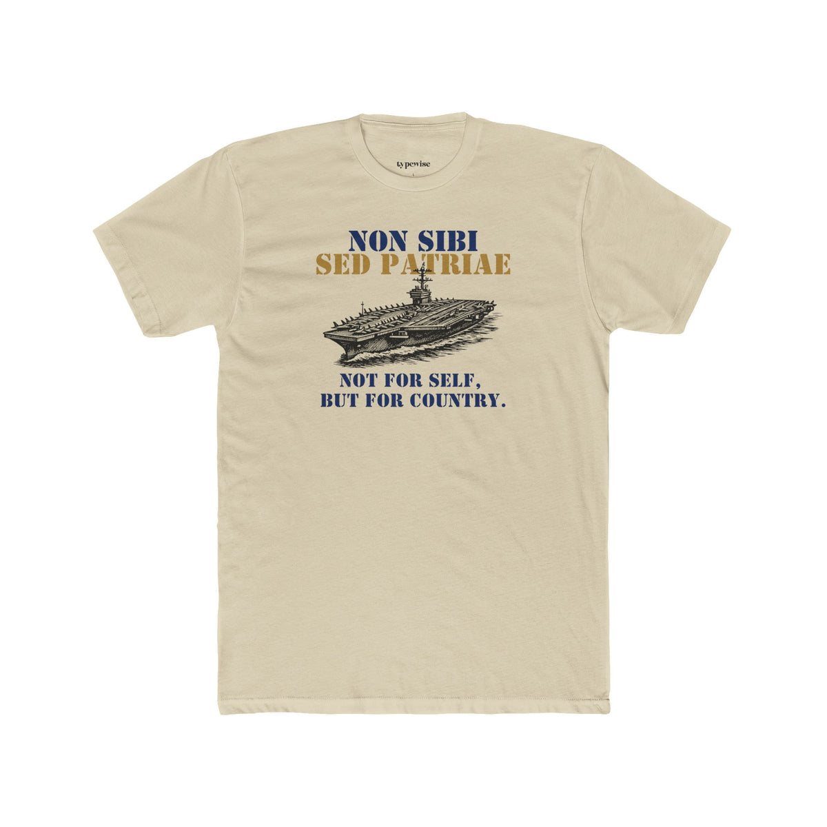 Non Sibi Sed Patriae T‑Shirt - Not For Self, But For Country - Navy Vintage Ship Tee - Aircraft Carrier Graphic
