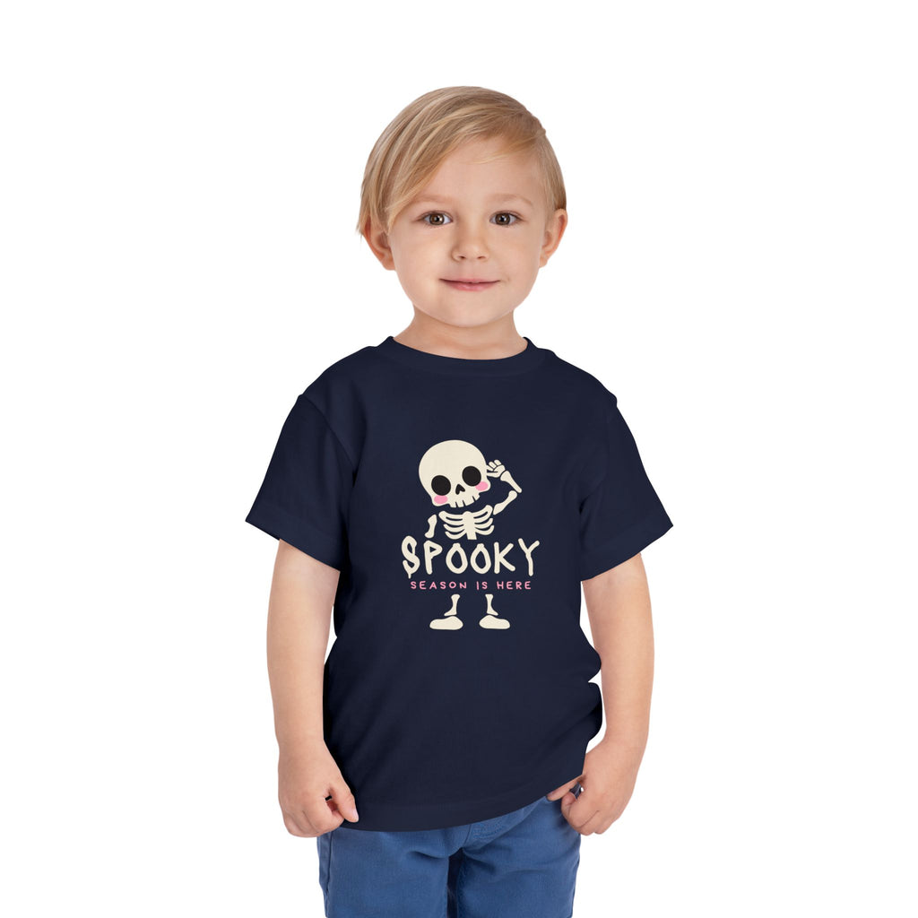 Spooky Season Is Here Toddler Tee — Cute Skeleton Halloween Shirt