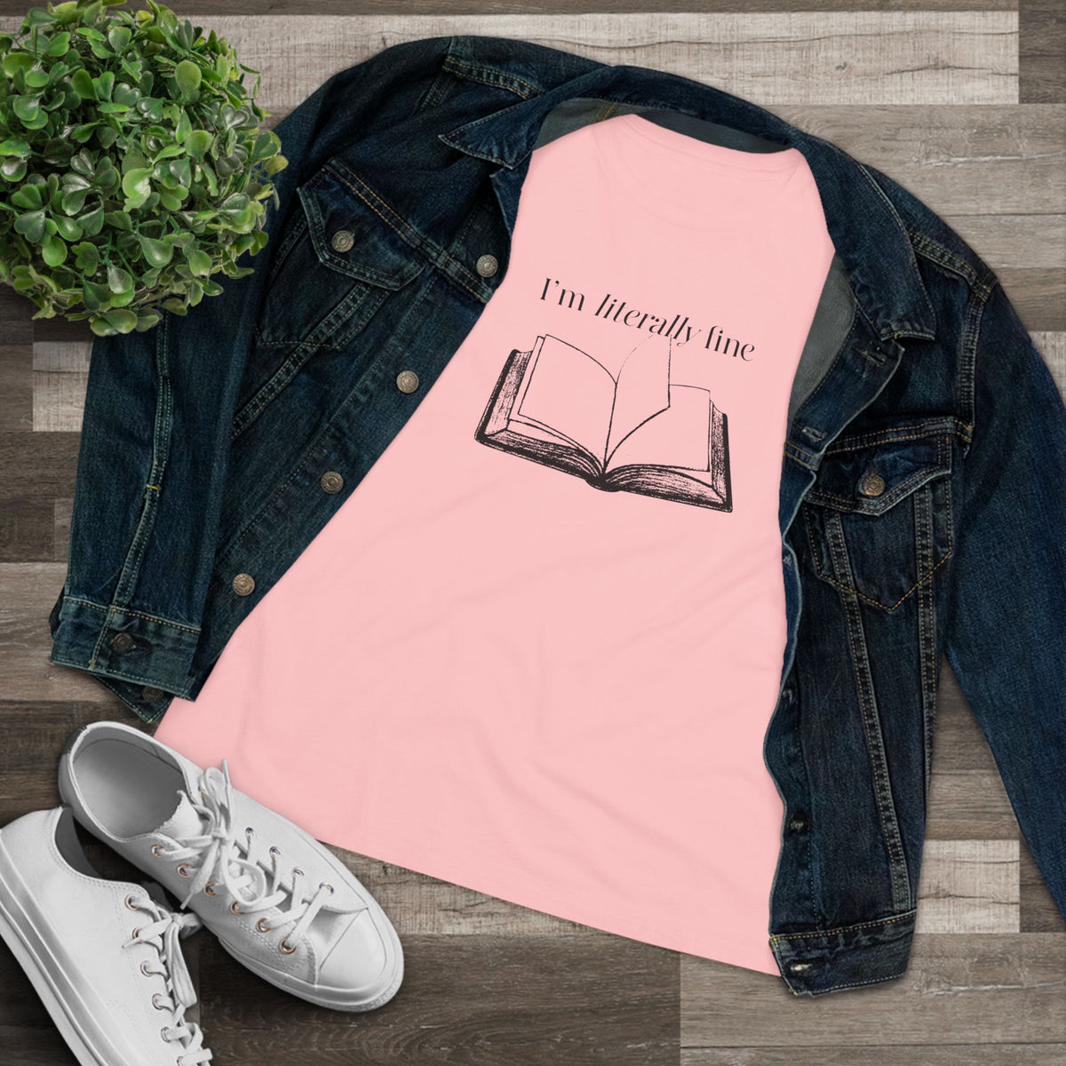 I'm Literally Fine Book Graphic Tee - Women's Literary Cotton T-Shirt