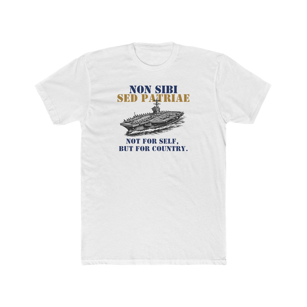 Non Sibi Sed Patriae T‑Shirt - Not For Self, But For Country - Navy Vintage Ship Tee - Aircraft Carrier Graphic