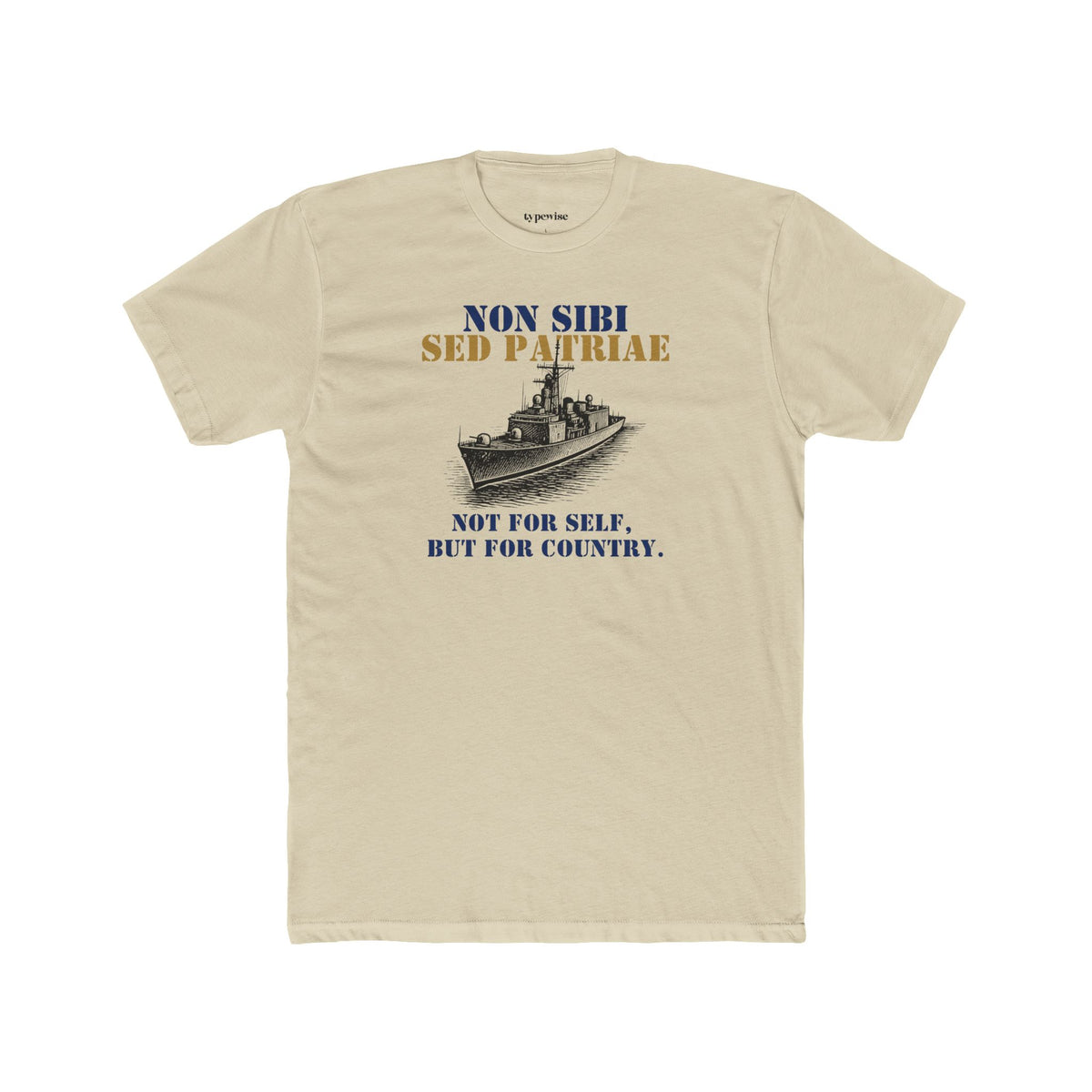 Non Sibi Sed Patriae T‑Shirt - Not For Self, But For Country - Navy Vintage Ship Tee - FFG - Frigate Drawing