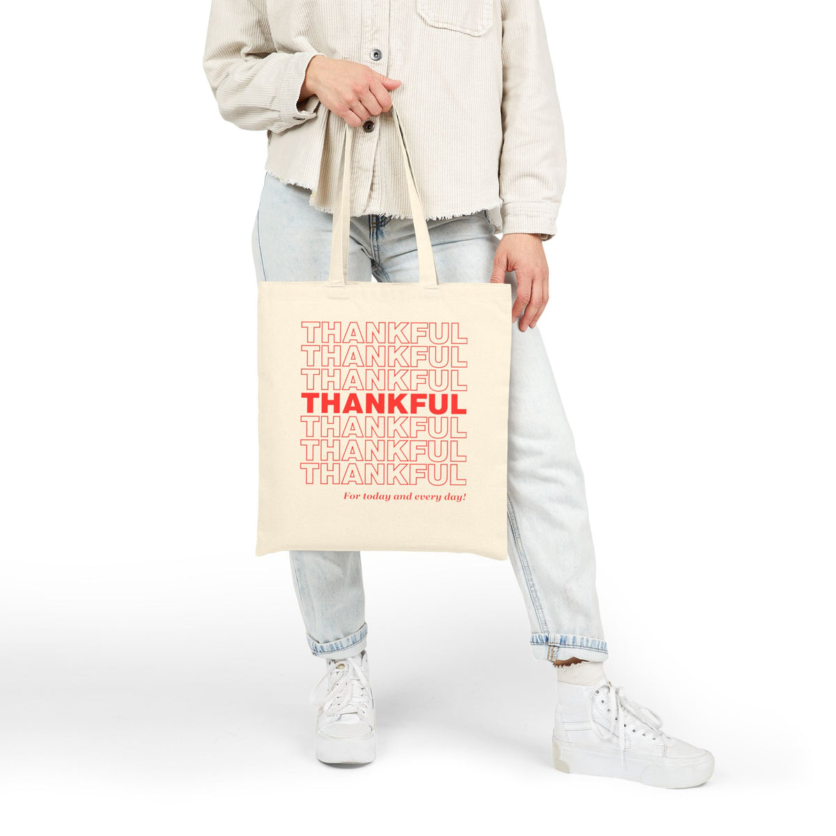 Thankful Canvas Tote Bag – Gratitude Shopping Bag