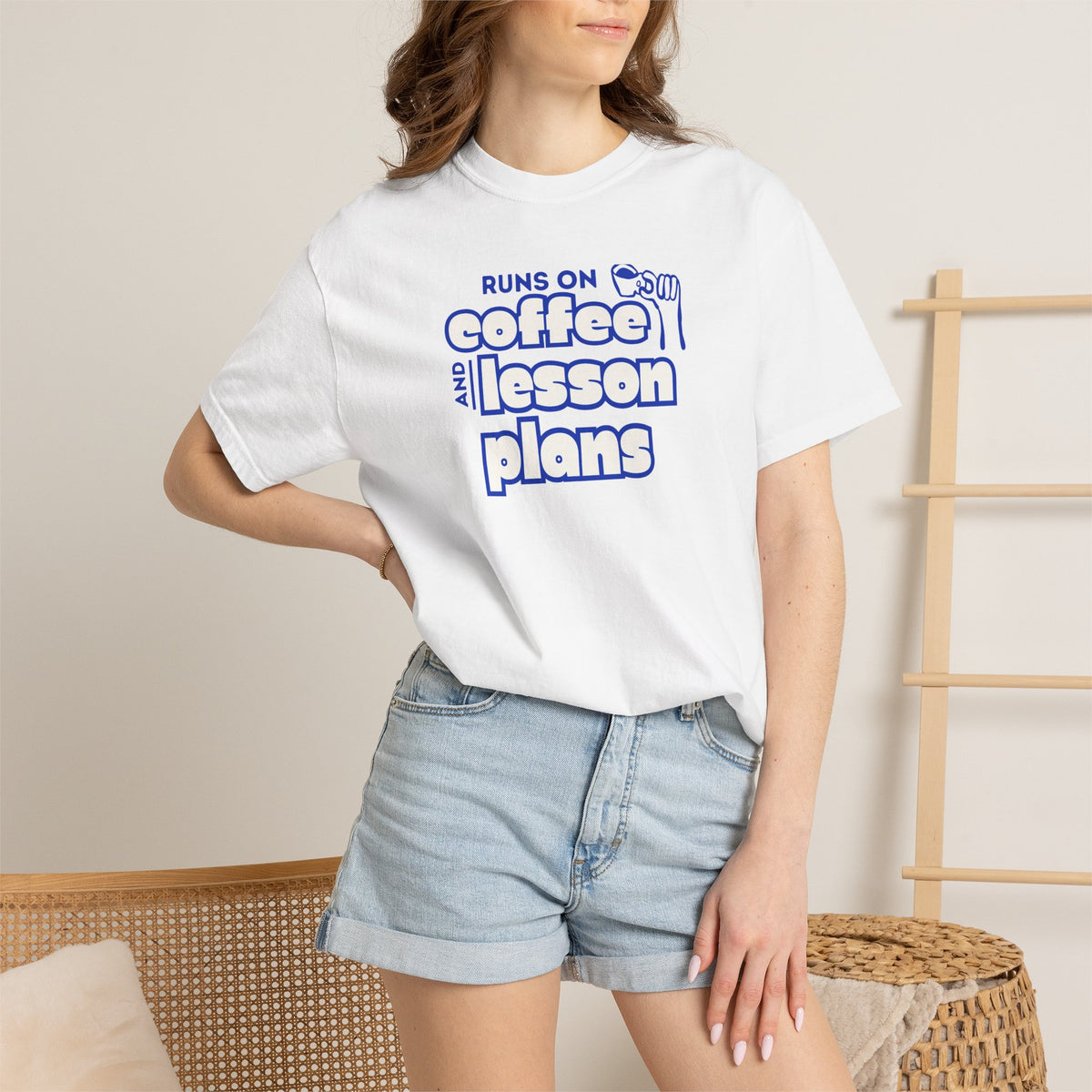 Runs On Coffee and Lesson Plans T-Shirt | Teacher Graphic Tee